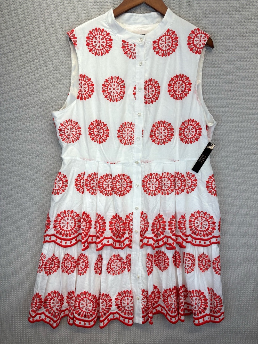 NWT Alex Marie Mini Jari Dress Sz 18 Red White Tiered Embroidered Preppy Boho